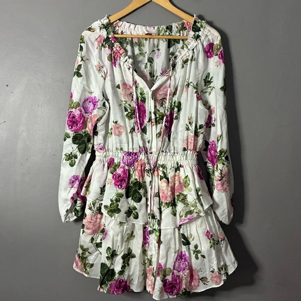 LoveShackFancy Venetian Island Dress Rose Print Ballet Blush Pink Feminine M 6/8 - Picture 3 of 9